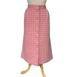 Vintage pink plaid button skirt with pockets Union made size approx xl